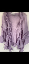 RitaNoTiara Lavender cotton silk voile ruffle 2 piece suit