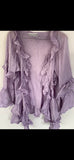RitaNoTiara Lavender cotton silk voile ruffle 2 piece suit