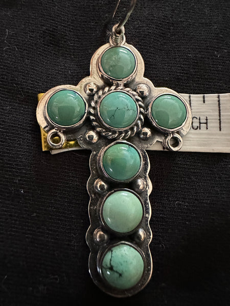 Federico Jimenez Earrings Silver & Turquoise Cross