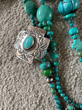 Kim Yubeta Turquoise Cross Charm Necklace