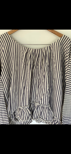 Artist Shirt Blue white stripe ticking