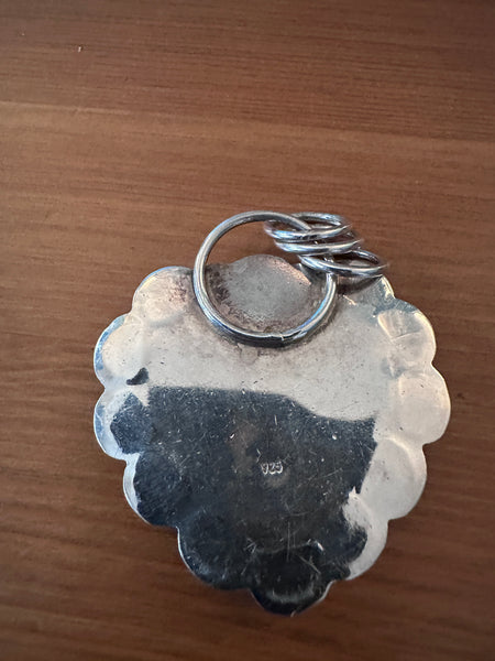 925 Silver and turquoise large heart pendant