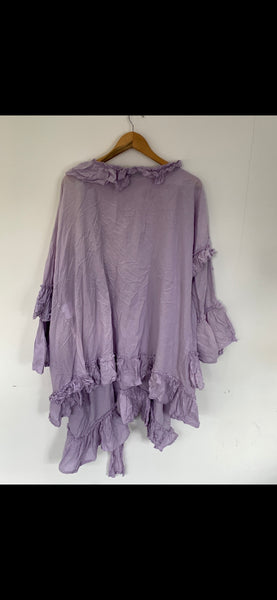 RitaNoTiara Lavender cotton silk voile ruffle 2 piece suit