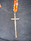 Spiny Oyster long copper Cross Necklace