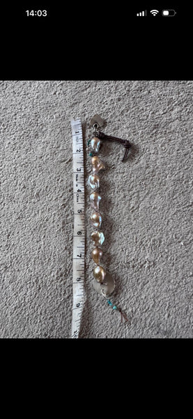 Edison Baroque pearl bracelet with turquoise  button.
