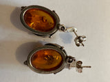 Baltic Amber and silver drop earrings