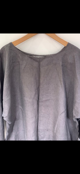 Boxy oversized slate linen top