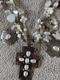 Kim Yubeta Mother of Pearl Cross Charm Necklace