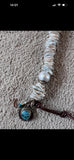 NEW antique white coin pearl and turquoise heart bracelet.