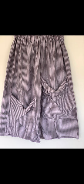 RitaNoTiara stripe vintage lavender ticking big pocket pants