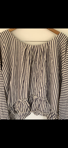 Artist Shirt Blue white stripe ticking