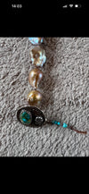 Edison Baroque pearl bracelet with turquoise  button.