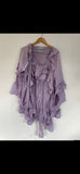 RitaNoTiara Lavender cotton silk voile ruffle 2 piece suit