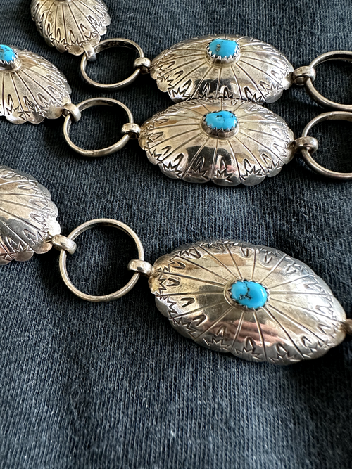 Concho Belt Sterling Silver & Turquoise 42in