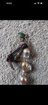 Edison Baroque pearl bracelet with turquoise  button.