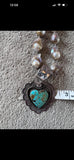 Deeta by Design baroque pearl necklace large turquoise with silver heart new