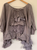 Ready to Ship RitaNoTiara OOAK Grey Lace Frilly top
