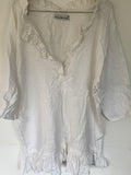 Saffy White Linen Prairie Top One Size