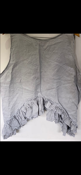 Asymmetric linen top Pale Grey