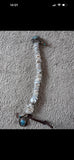 NEW antique white coin pearl and turquoise heart bracelet.