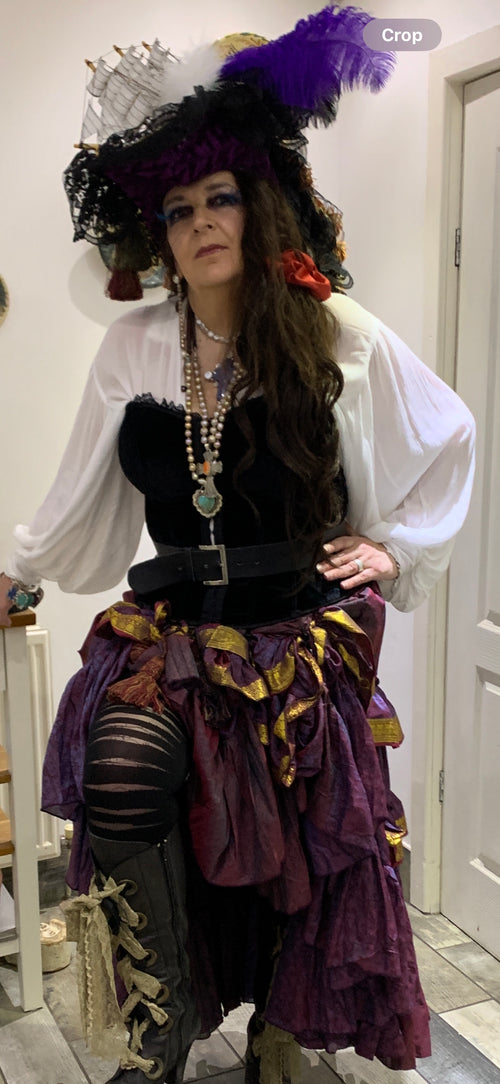 Ready to Ship Whitby Pirate Queen Skirt Shirt Galleon Hat F/S