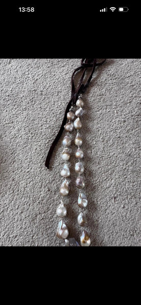 Deeta by Design baroque pearl necklace large turquoise with silver heart new