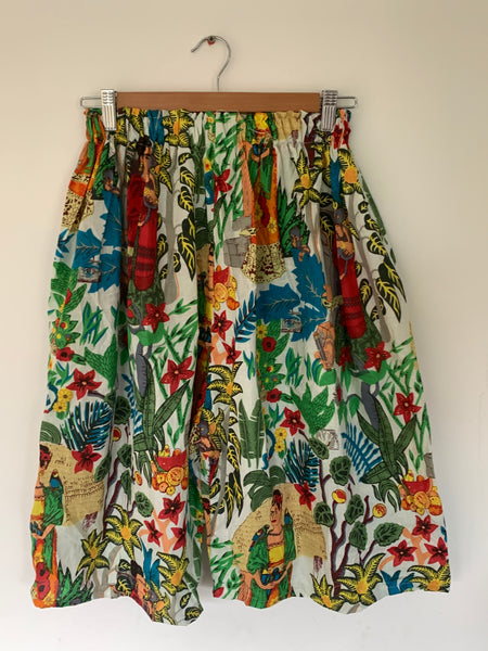 RitaNoTiara White Frida Kahlo Long Shorts Ready to Ship F/S