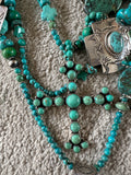 Kim Yubeta Turquoise Cross Charm Necklace