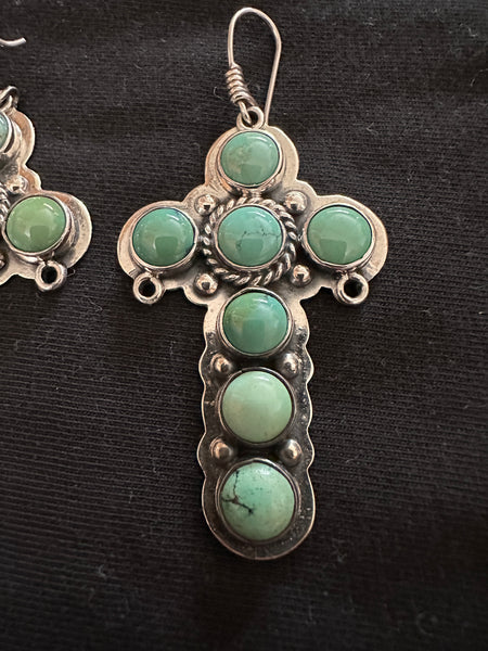 Federico Jimenez Earrings Silver & Turquoise Cross