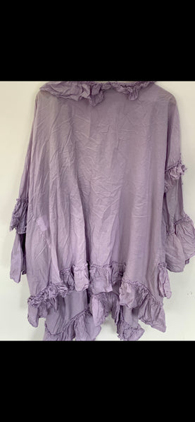 RitaNoTiara Lavender cotton silk voile ruffle 2 piece suit