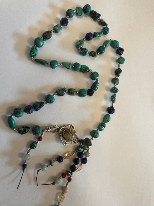Deeta By Design Silver turquoise gemstone necklace wrap bracelet