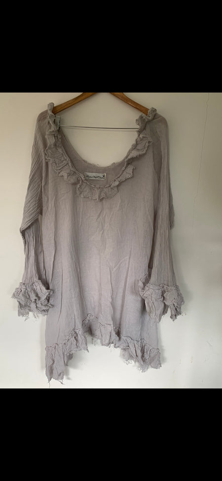 Cream Gauze Cotton Oversized Top One Size