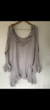 Pale Grey Janey raw edge pirate shirt
