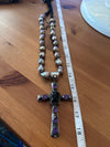Huge chimney Butte Silver and Amethyst cross pendant on Baroque pearl necklace