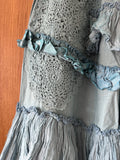 RitaNoTiara Teal cropped Eudora crochet patched pants