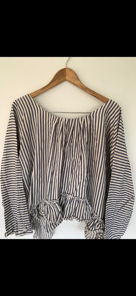 Artist Shirt Blue white stripe ticking