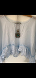 RitaNoTiara Romy cropped pale blue  top