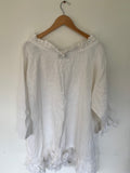 Saffy White Linen Prairie Top One Size