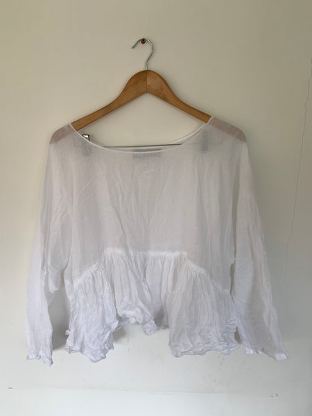Frill Front Cotton Silk Voile Top F/S