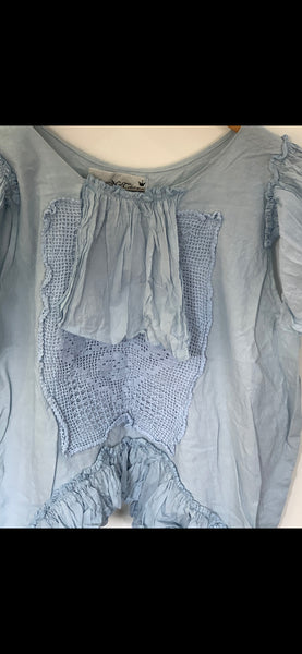 Pale Blue Vintage crochet sleeveless Top