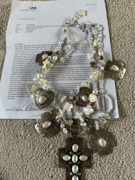 Kim Yubeta Mother of Pearl Cross Charm Necklace