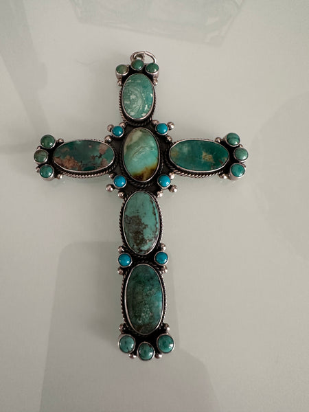 Native American Silver & Turquoise  Fully loaded charm Bracelet