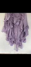 RitaNoTiara Lavender cotton silk voile ruffle 2 piece suit