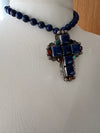 Joan Slifka Lapis Beads and Large Cross Necklace