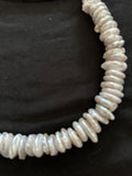 Old stock Large luminous white coin pearl Necklace