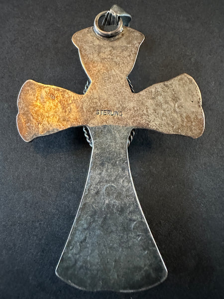 Large Silver Spiny Oyster Cross Pendant Navajo