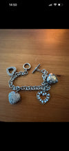 Silver hallmarked heart charm bracelet