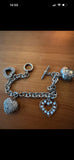 Silver hallmarked heart charm bracelet