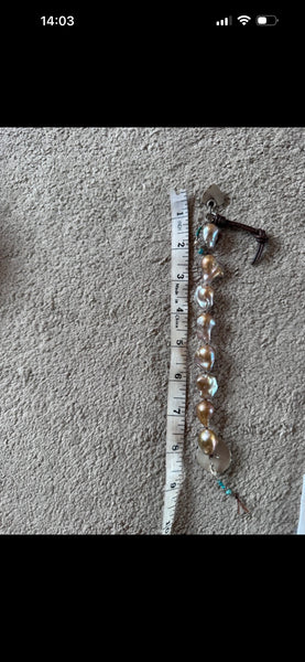 Edison Baroque pearl bracelet with turquoise  button.