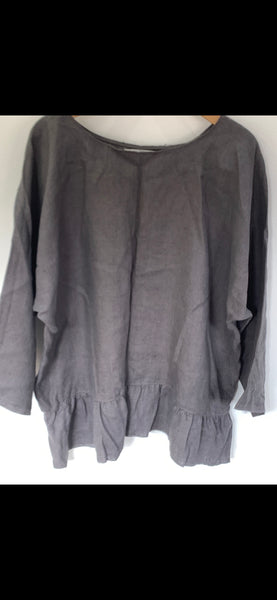 Boxy oversized slate linen top